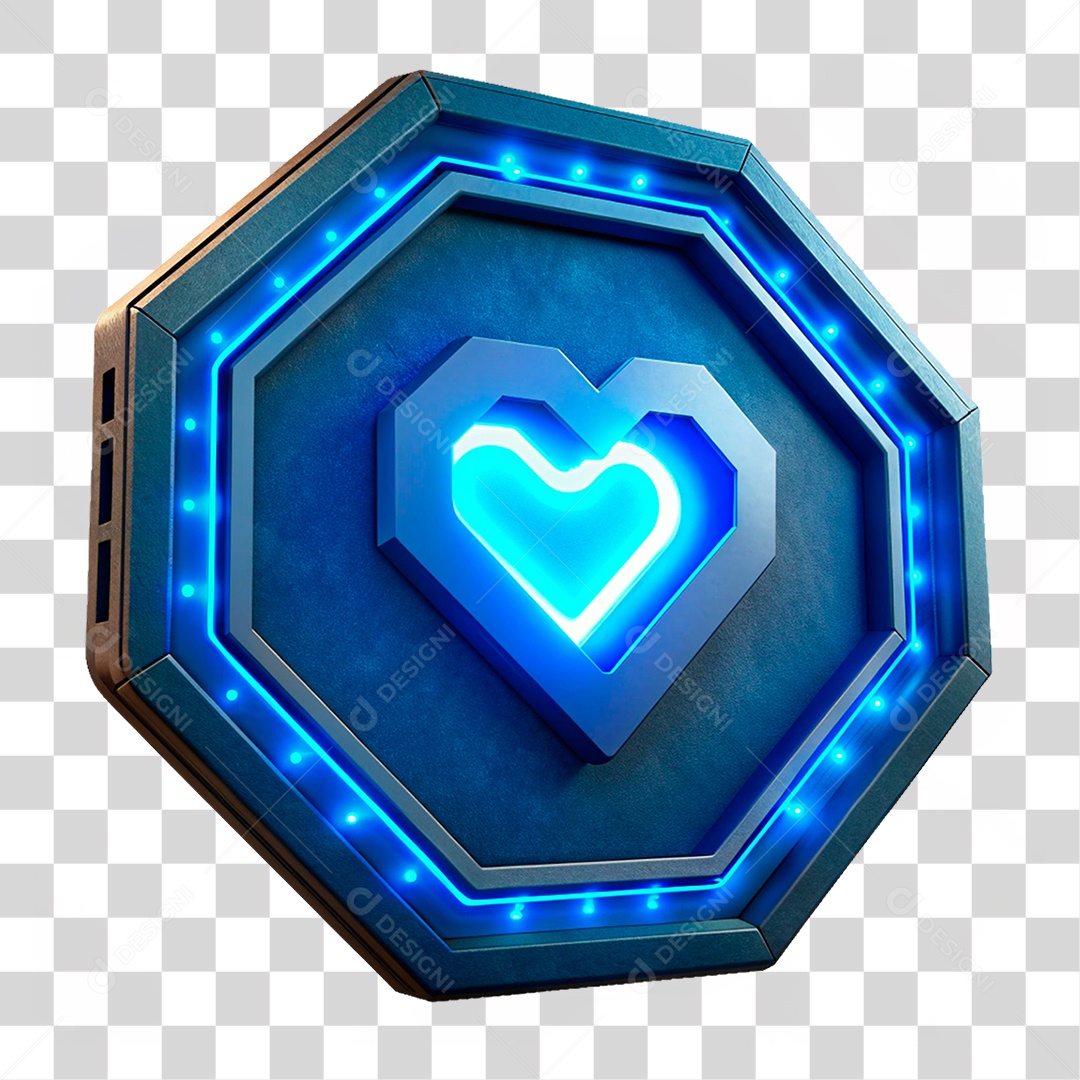 Elemento 3D Placa de Metal com Leds PNG Transparente