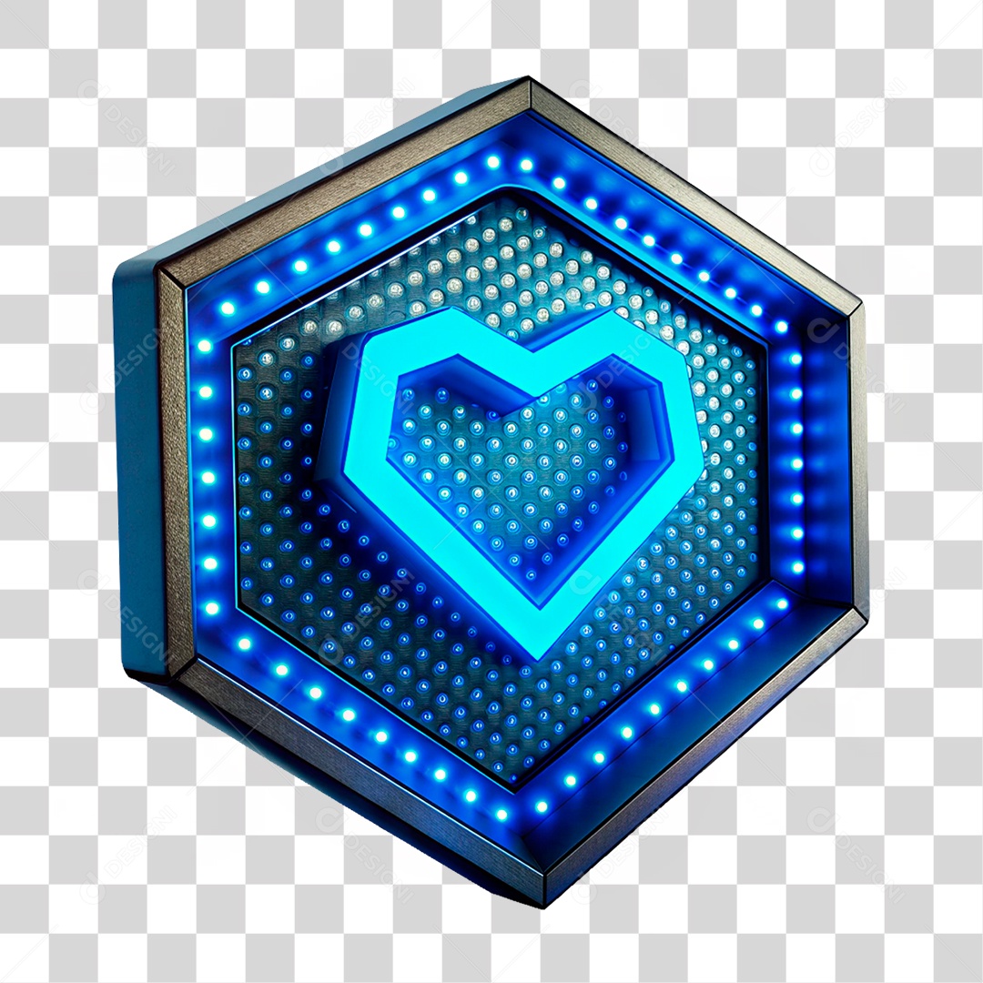 Elemento 3D Placa de Metal com Leds PNG Transparente