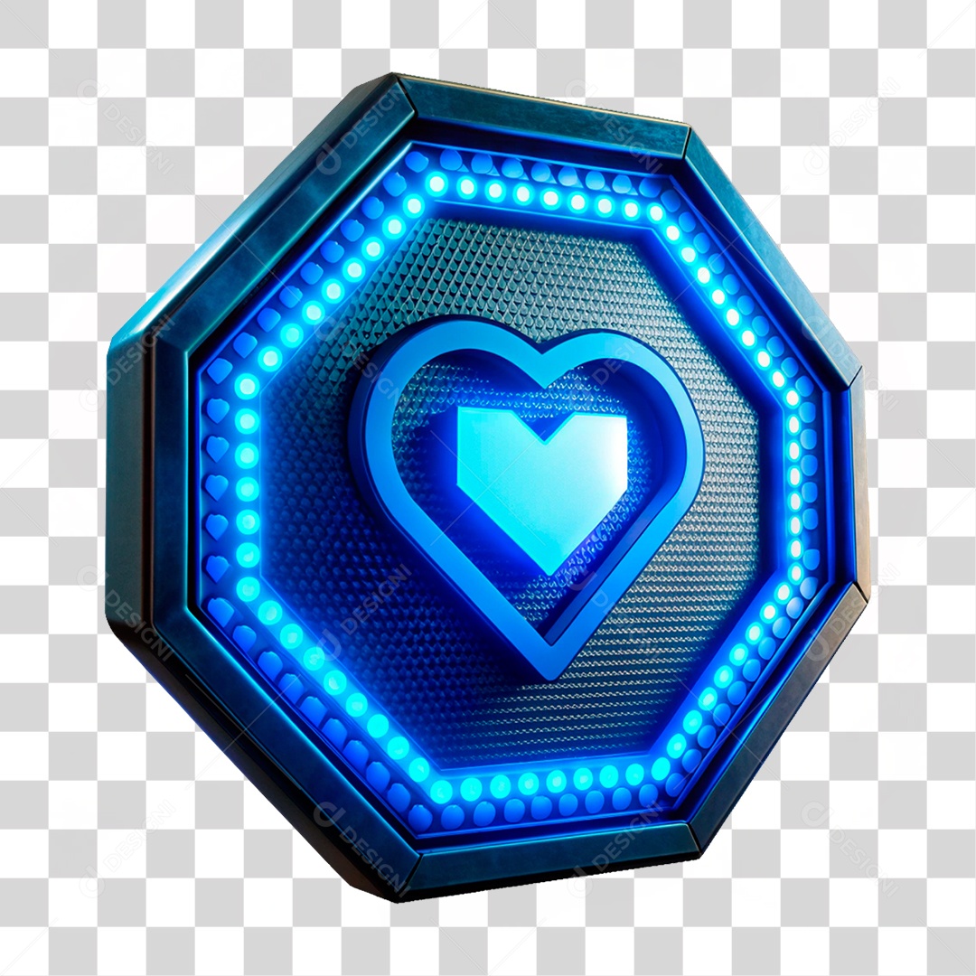 Elemento 3D Placa de Metal com Leds PNG Transparente