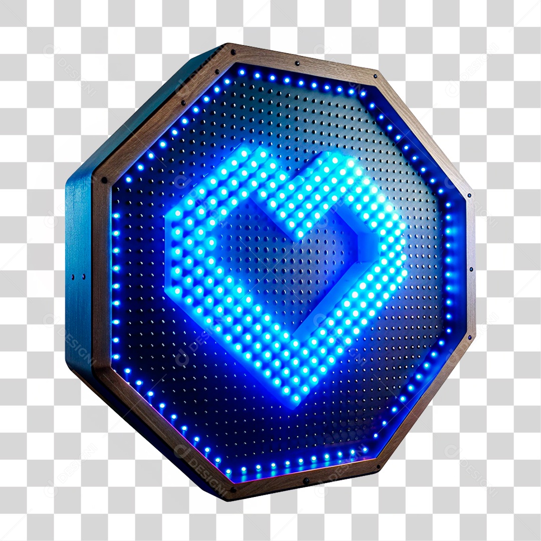 Elemento 3D Placa de Metal com Leds PNG Transparente