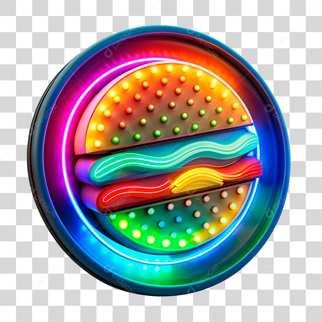 Elemento 3D Placa de Metal Hamburgueria PNG Transparente