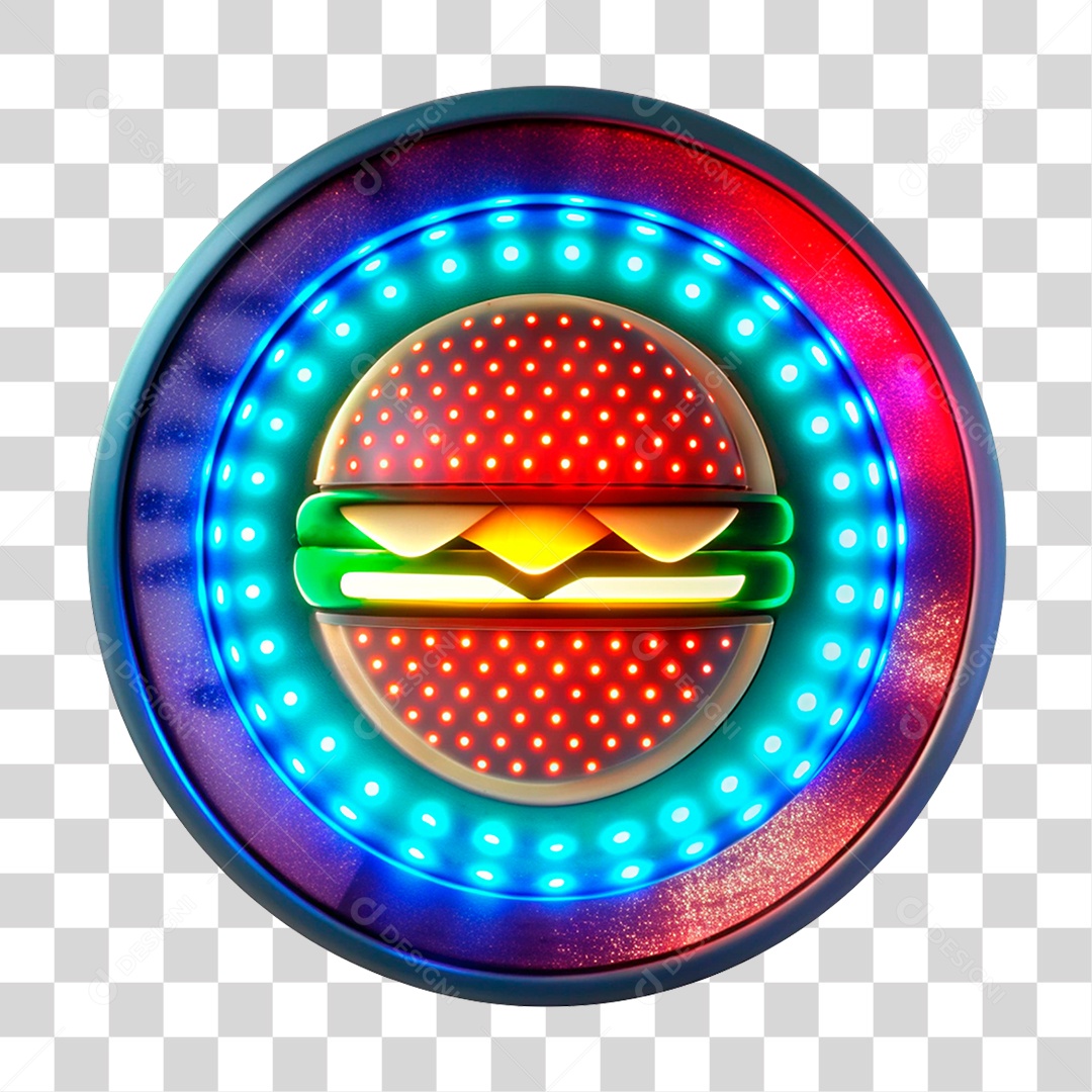 Elemento 3D Placa de Metal Hamburgueria PNG Transparente