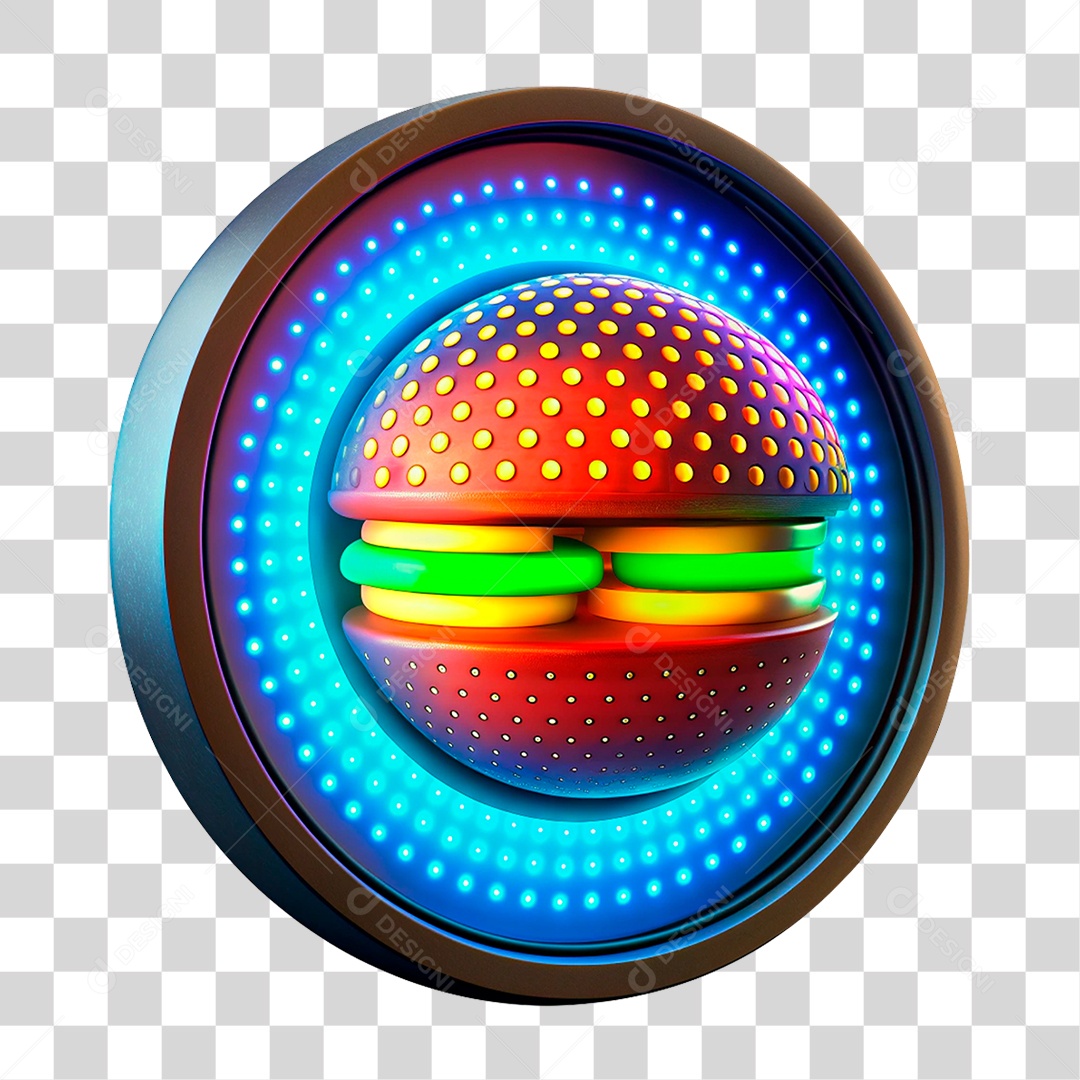 Elemento 3D Placa de Metal Hamburgueria PNG Transparente