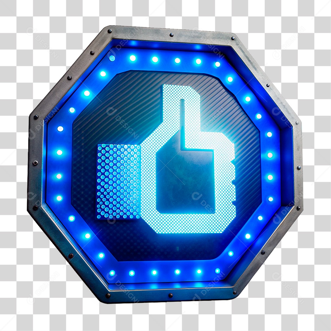 Elemento 3D Placa de Metal com Leds Emoji PNG Transparente