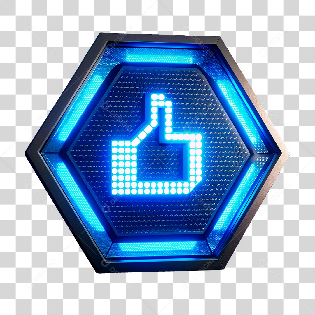 Elemento 3D Placa de Metal com Leds Emoji PNG Transparente
