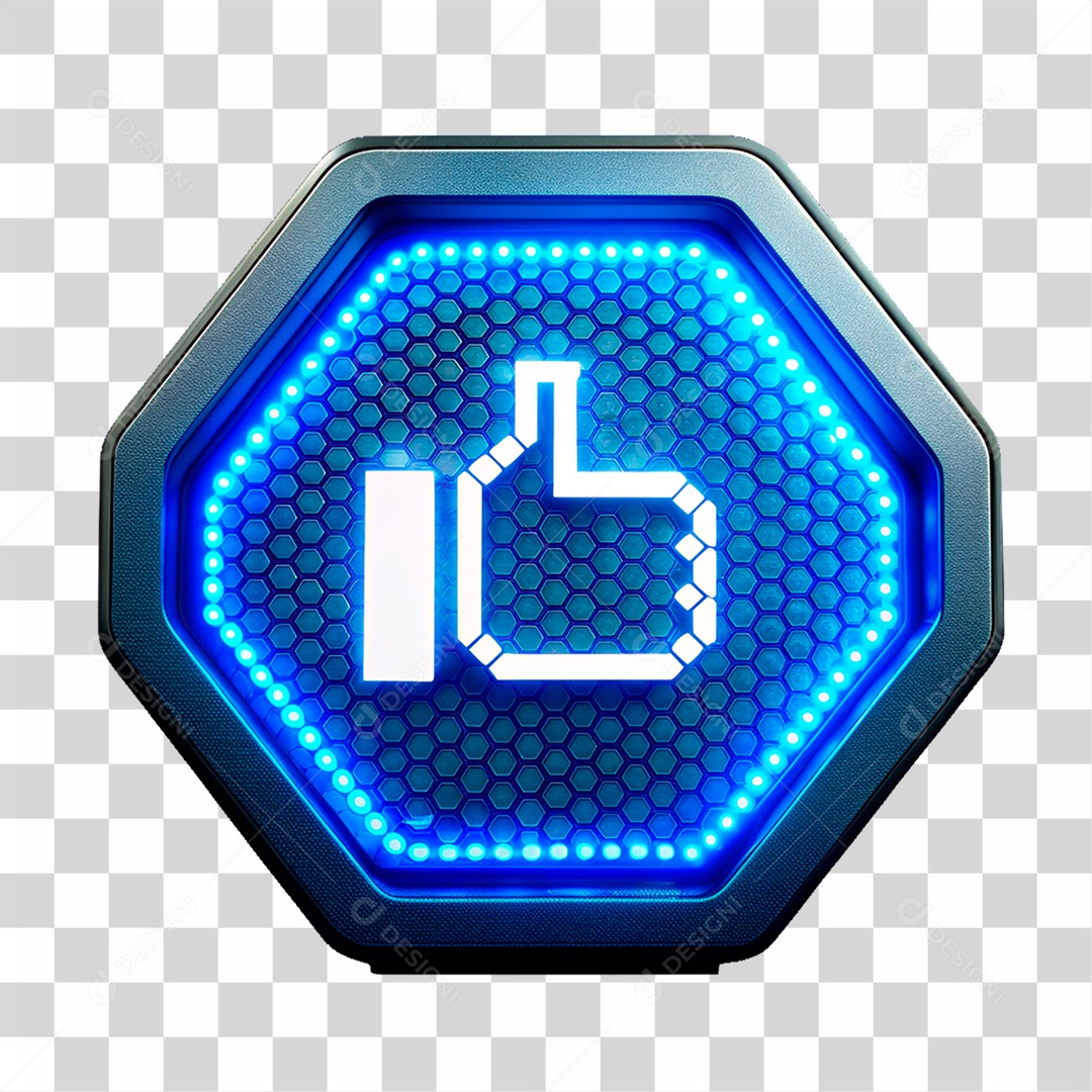 Elemento 3D Placa de Metal com Leds Emoji PNG Transparente