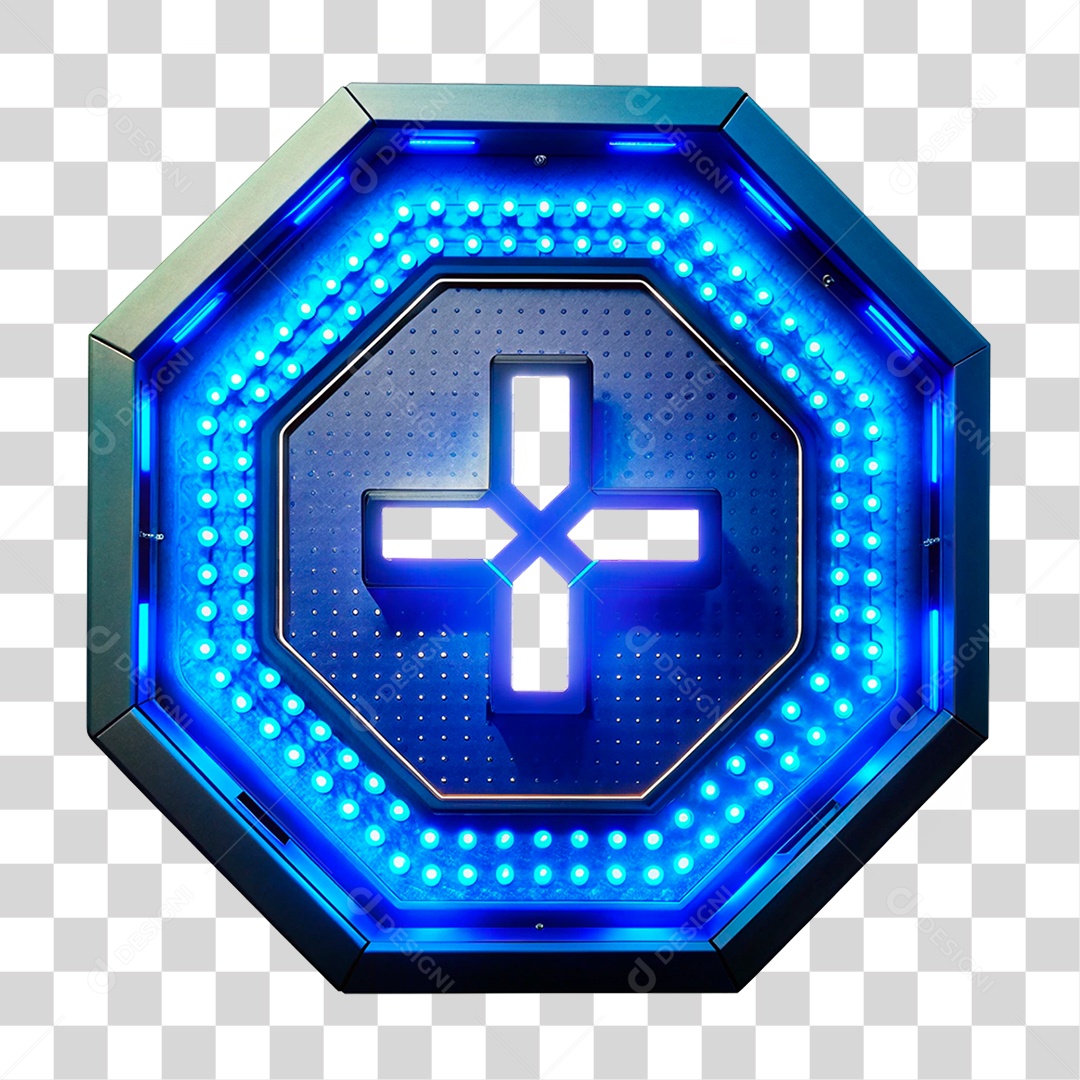 Elemento 3D Placa de Metal com Leds PNG Transparente