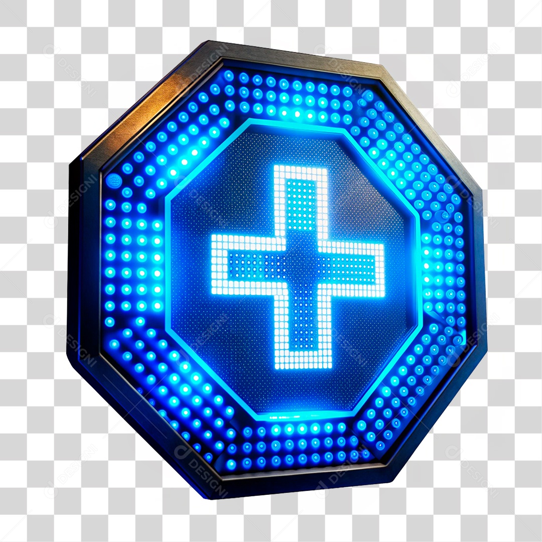 Elemento 3D Adição Placa de Metal com Leds PNG Transparente