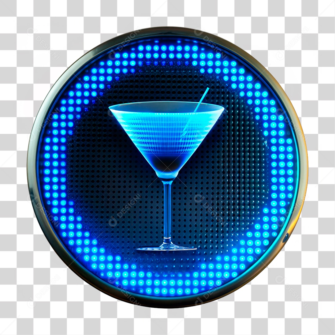 Elemento 3D Placa de Metal com Leds Bar PNG Transparente