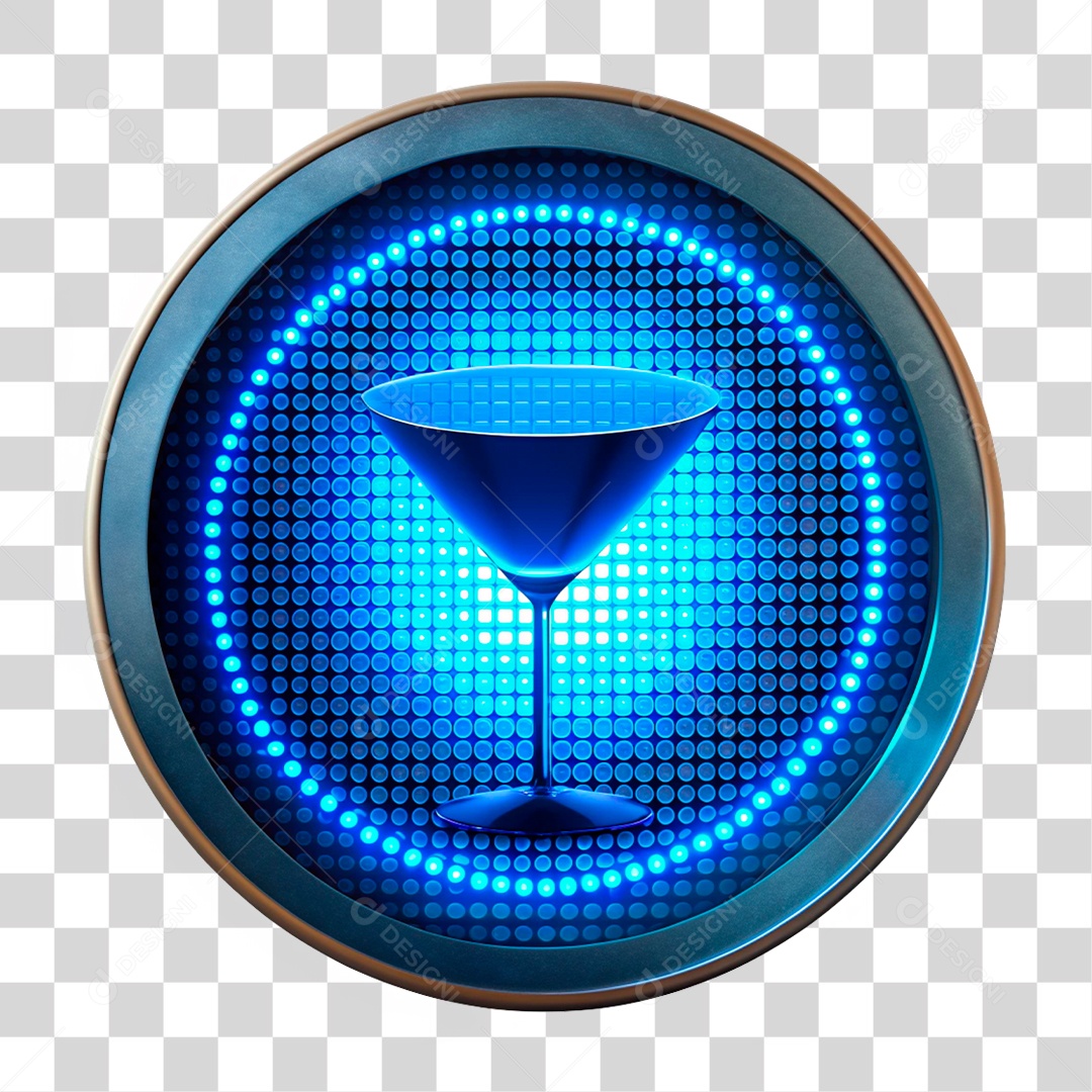 Elemento 3D Placa de Metal com Leds PNG Transparente