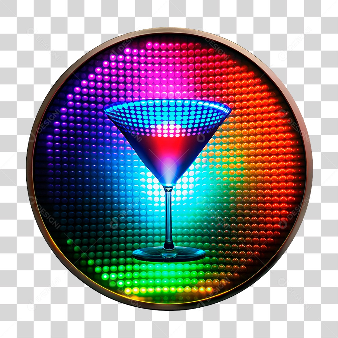 Elemento 3D Placa de Metal com Leds Bar PNG Transparente