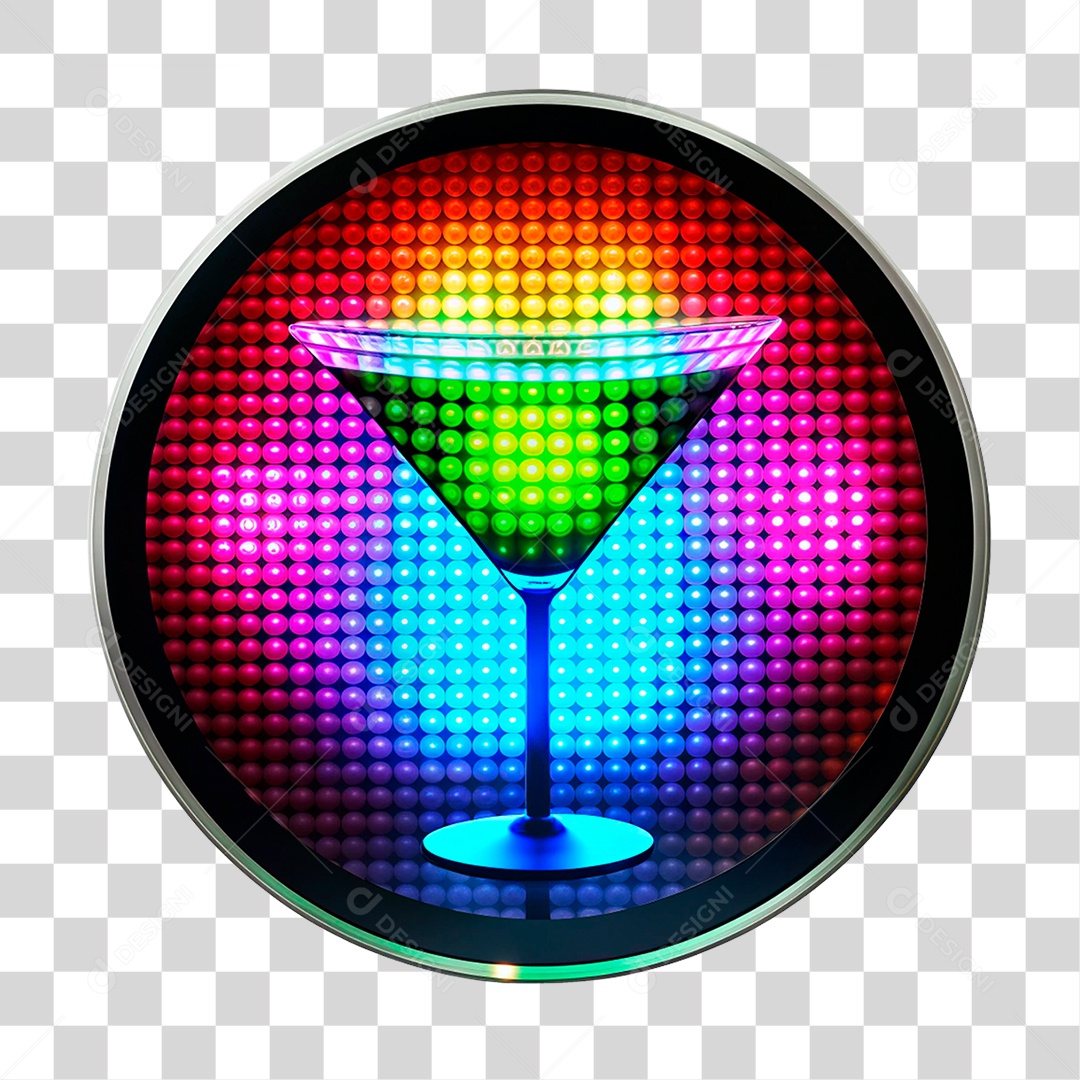 Elemento 3D Placa de Metal com Leds Bar PNG Transparente