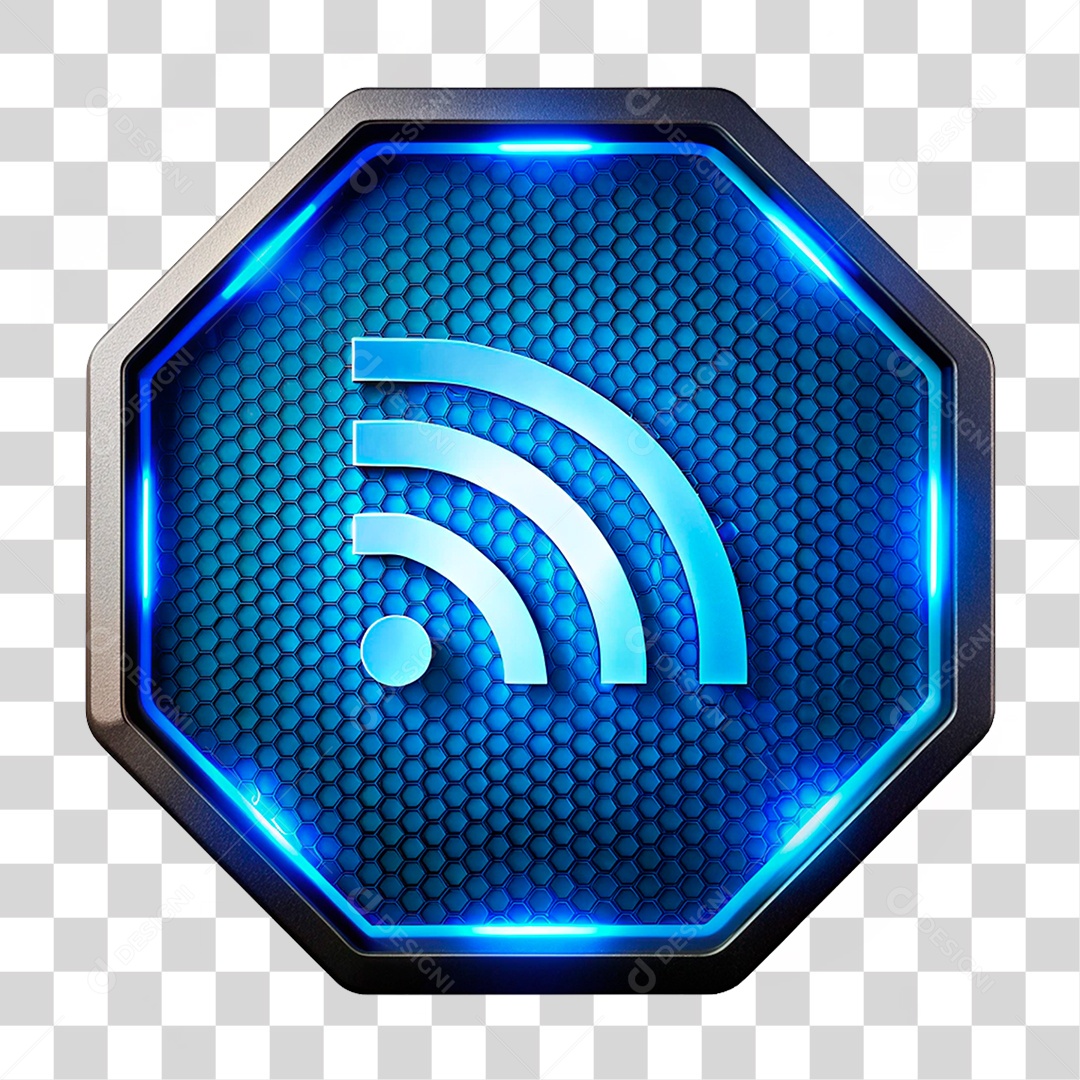 Elemento 3D Placa de Metal com Leds Wi-fi PNG Transparente