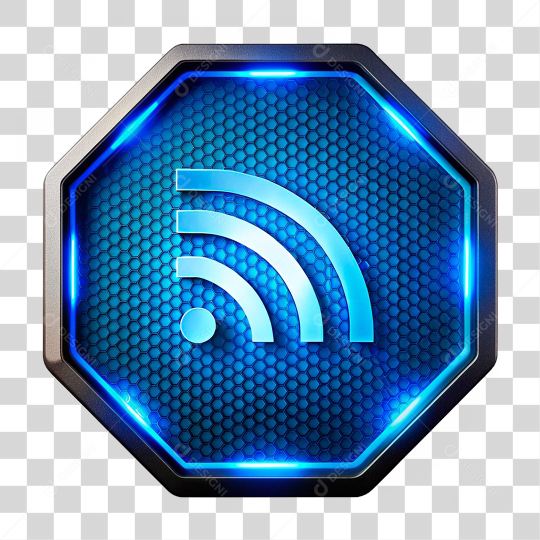 Elemento 3D Placa de Metal com Leds Wi-fi PNG Transparente