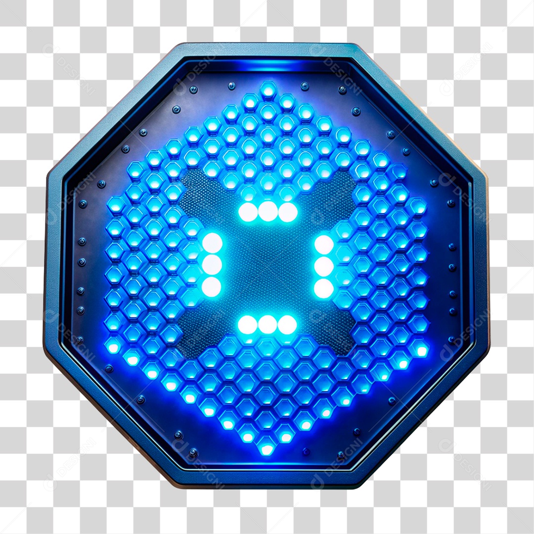 Elemento 3D Placa de Metal com Leds PNG Transparente