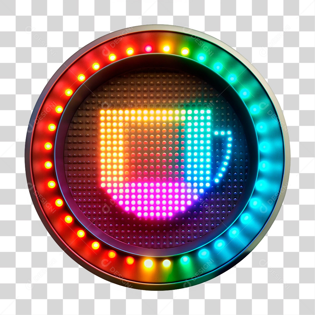 Elemento 3D Placa de Metal com Leds xicara PNG Transparente