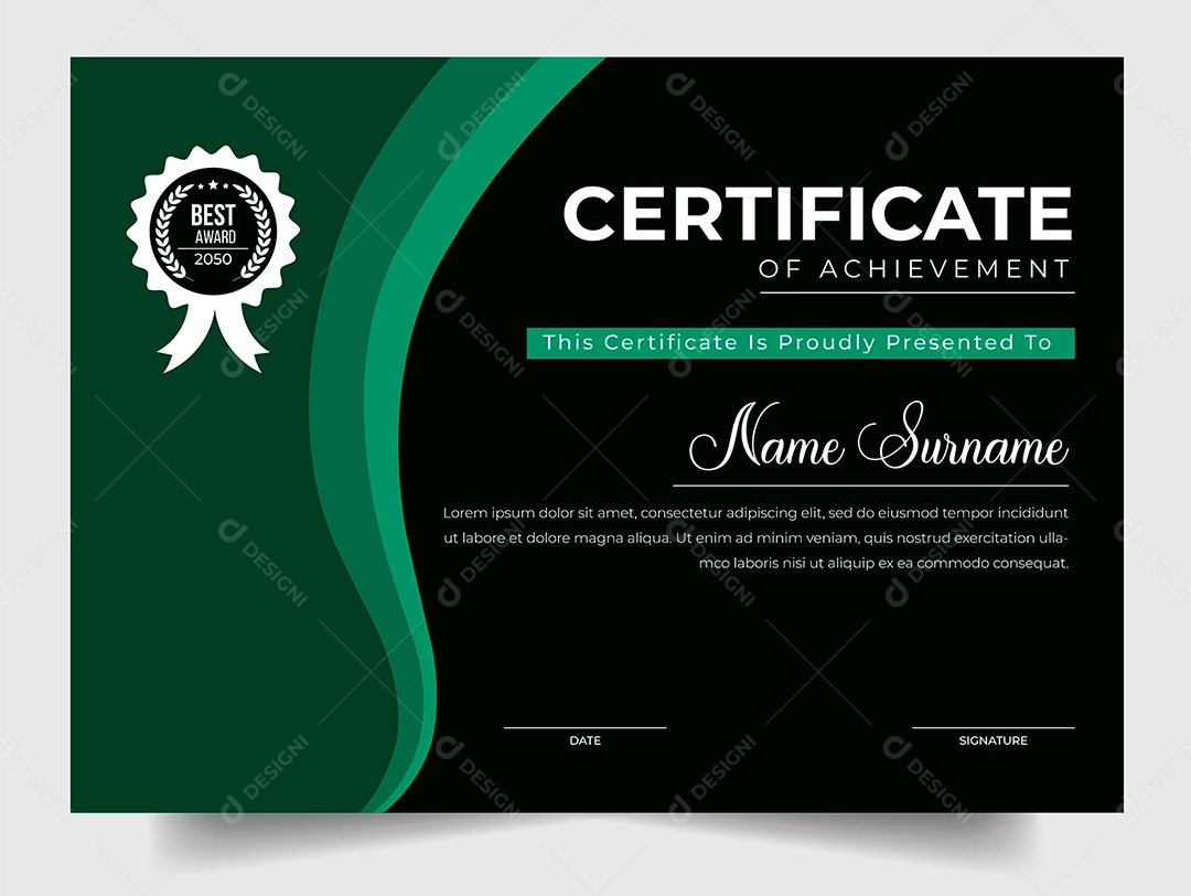 Certificado Verde Dourado de Luxo para Modelo de Conquista
