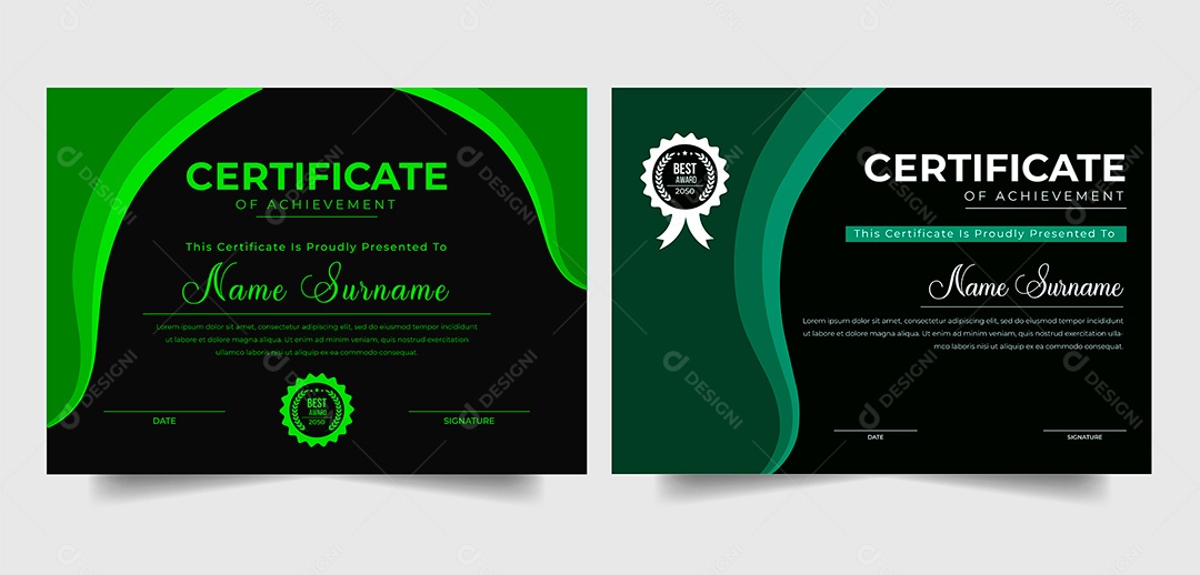 Certificado Verde Dourado de Luxo para Modelo de Conquista