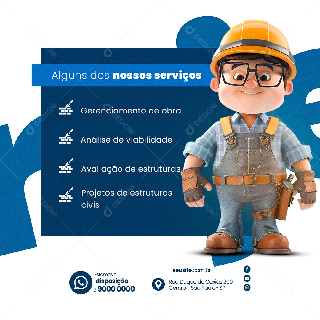 Construtora Sua Casa Nova Está Aqui Social Media PSD Editável