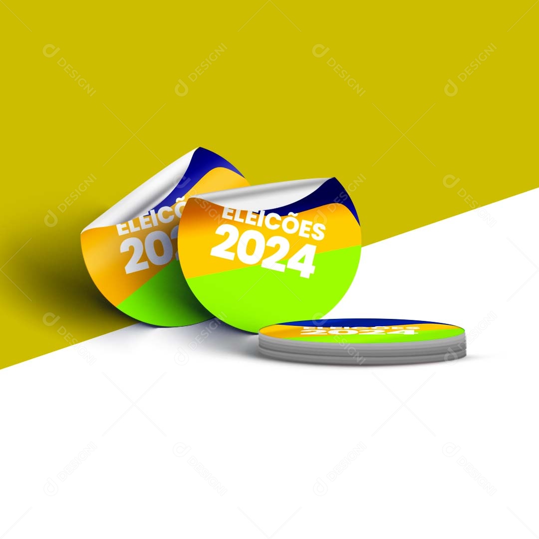 Adesivo Eleições 20024 Mockup PSD Editável