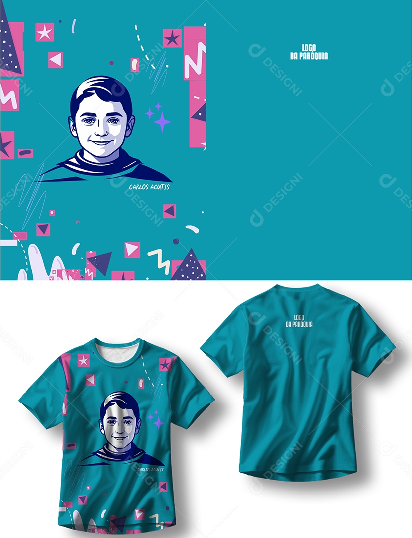 Camisa Católica Carlos Acutis AI Editável