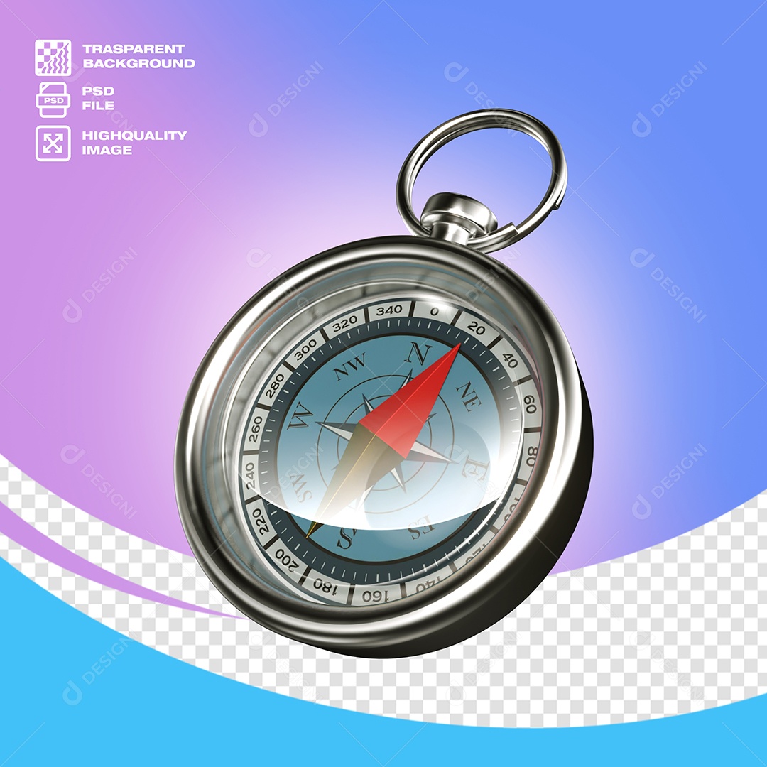 Bússula Elemento 3D para Composição PSD