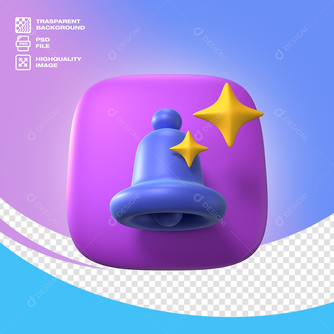 Sino com Estrela Elemento 3D para Composição PSD