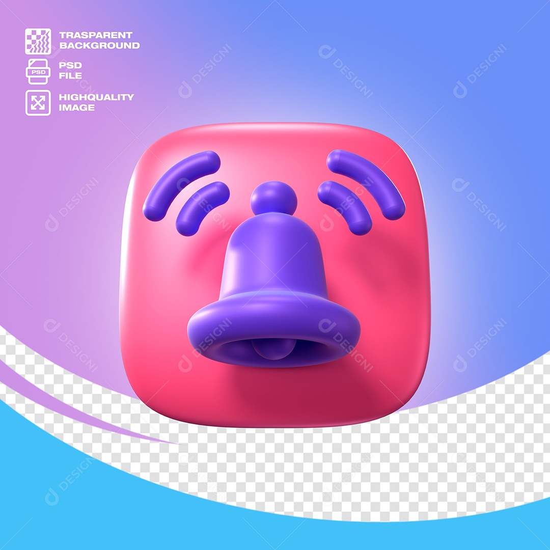 Sino Notificação Elemento 3D para Composição PSD