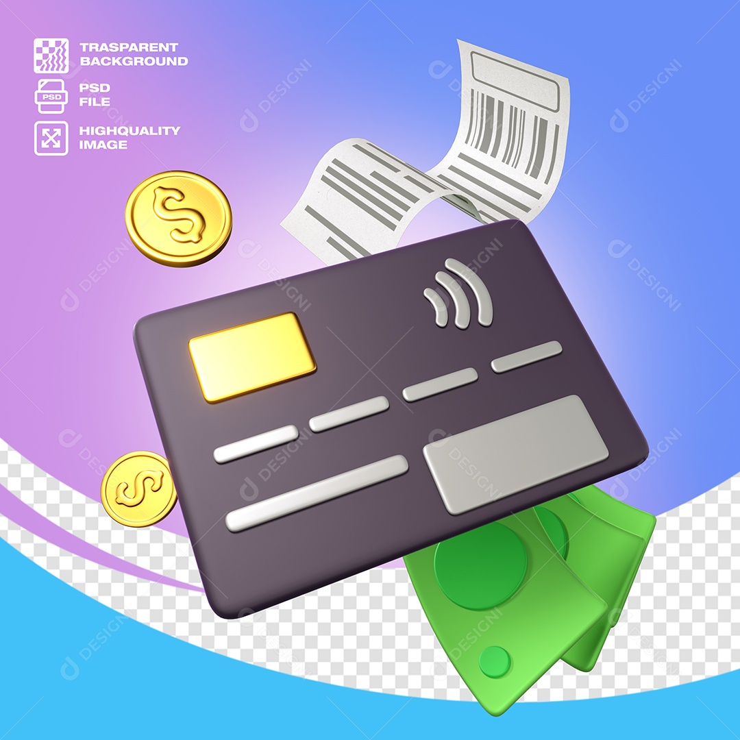 Cartão Elemento 3D para Composição PSD