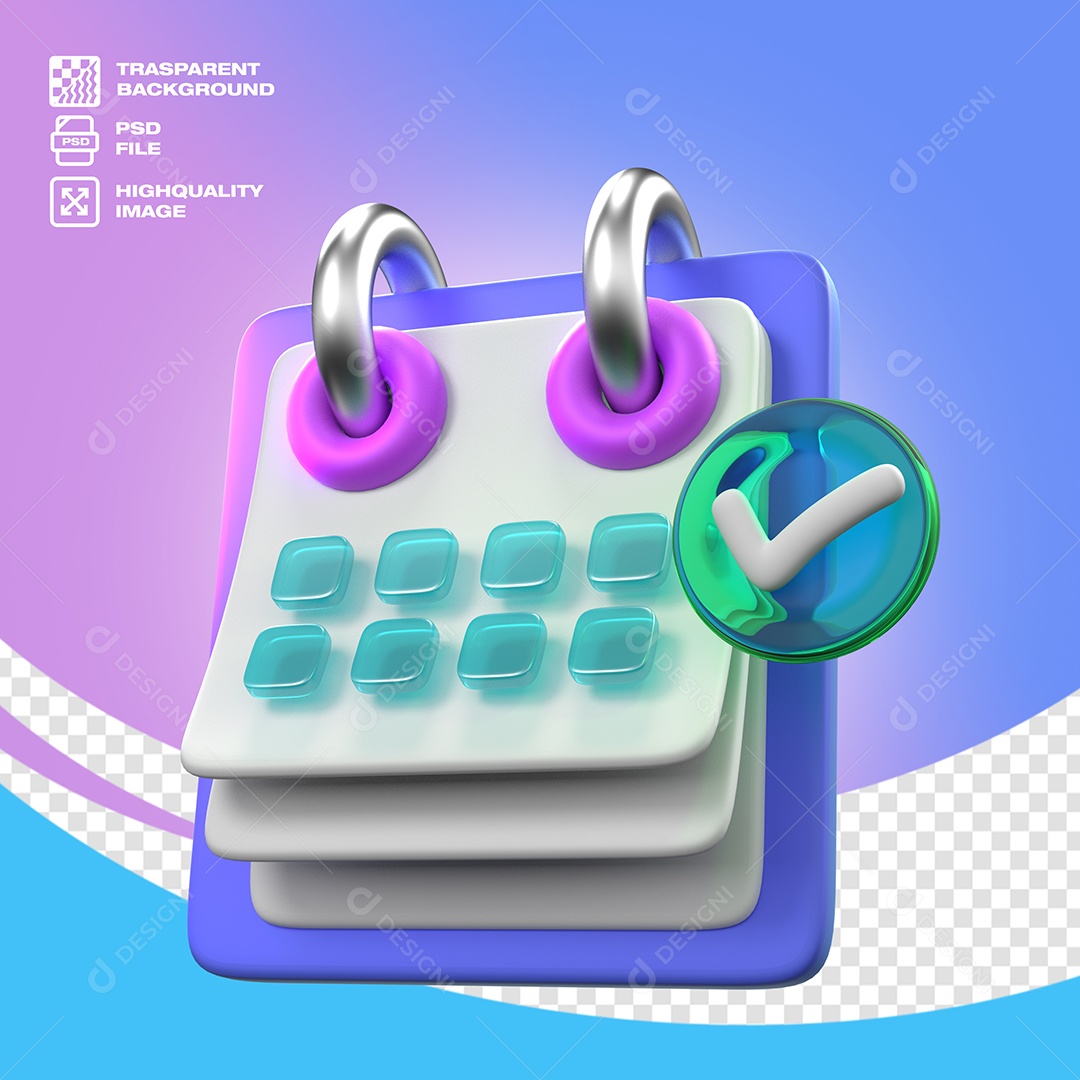 Calendário Elemento 3D para Composição PSD