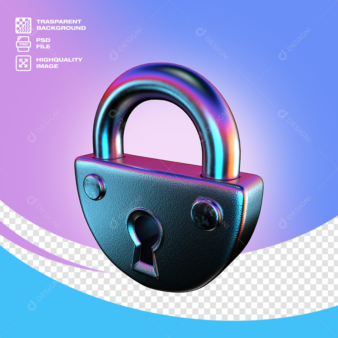 Cadeado Elemento 3D para Composição PSD