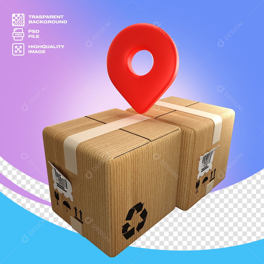 Caixas Elemento 3D para Composição PSD