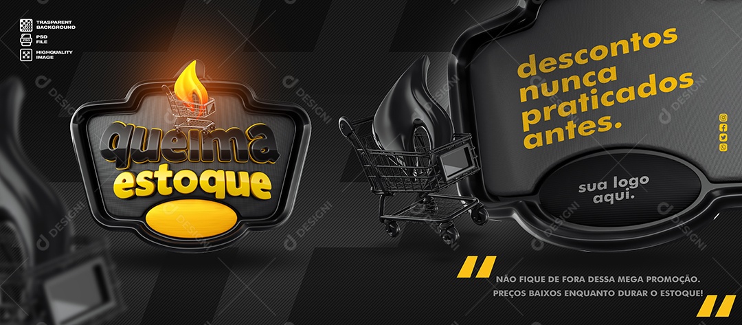 Queima Estoque Descontos Nunca Praticados Antes Social Media PSD