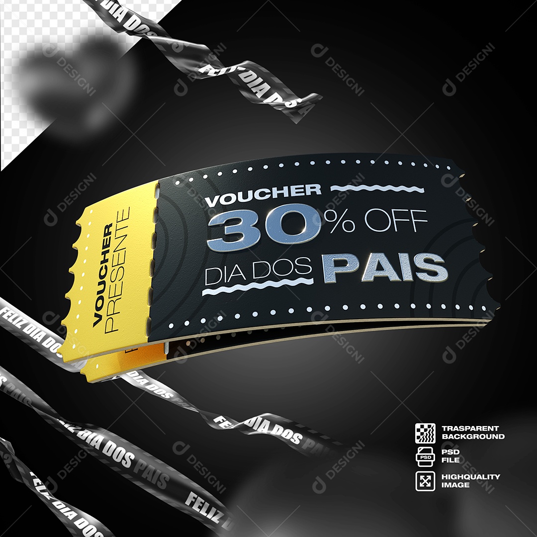 Dia dos Pais 30% Selo 3D para Composição PSD