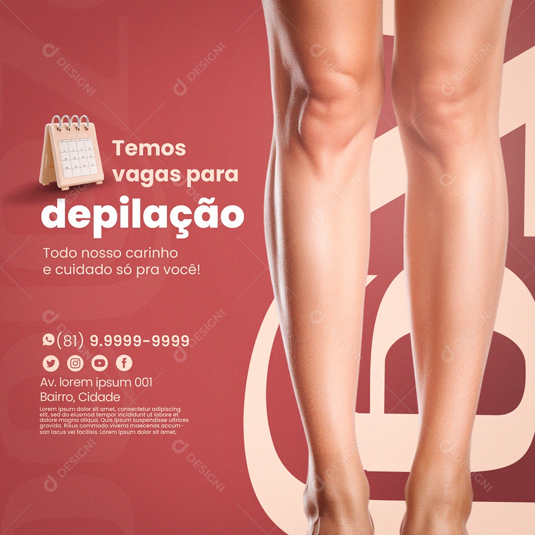 Estética Temos Vagas Para Depilação Social Media PSD Editável