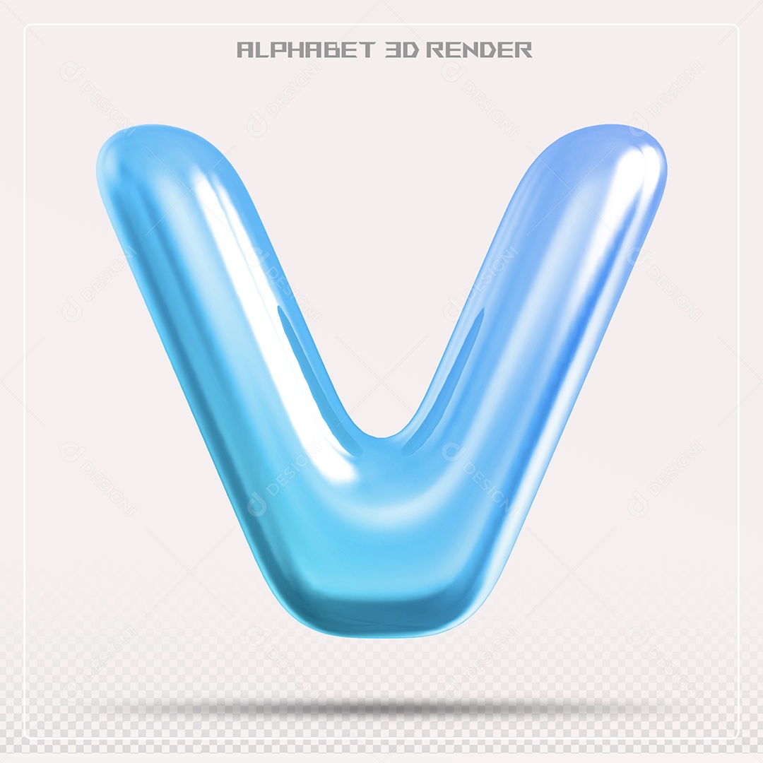 Letra Balloon 3D Element 3D Blue for PSD Composition