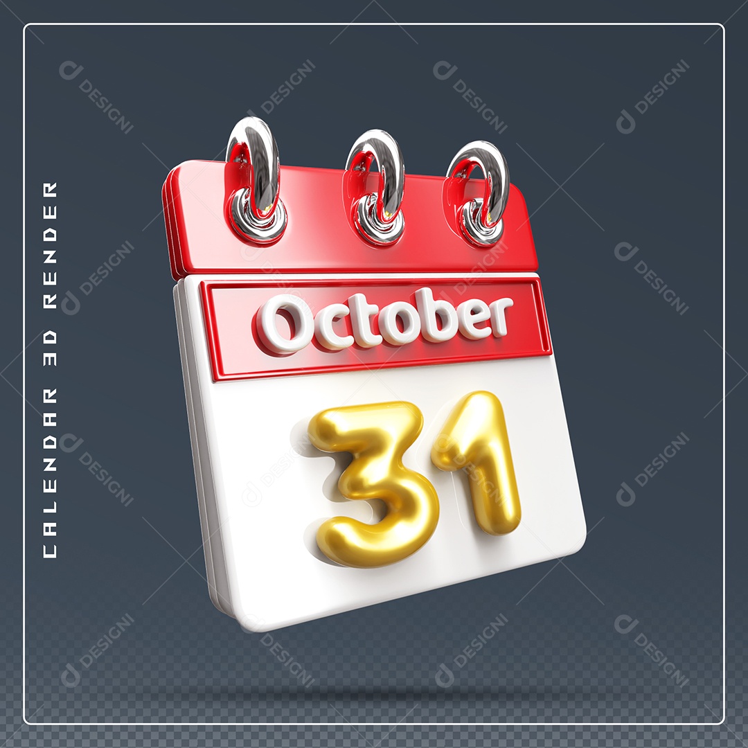 Elemento De Calendario Branco E Vermelho Dia 31 Para Composição PSD