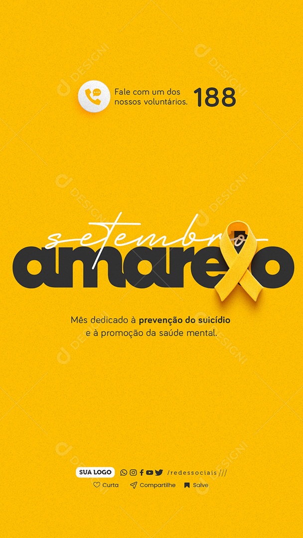 Story Setembro Amarelo Mês Dedicado a Prevenção do Suicídio Social Mídia PSD Editável