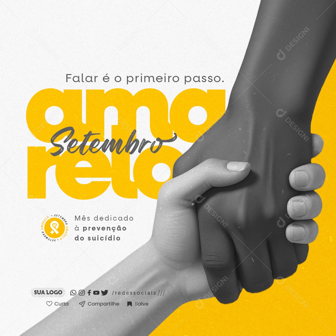 Setembro Amarelo Falar é o Primeiro Passo Social Media PSD Editavel