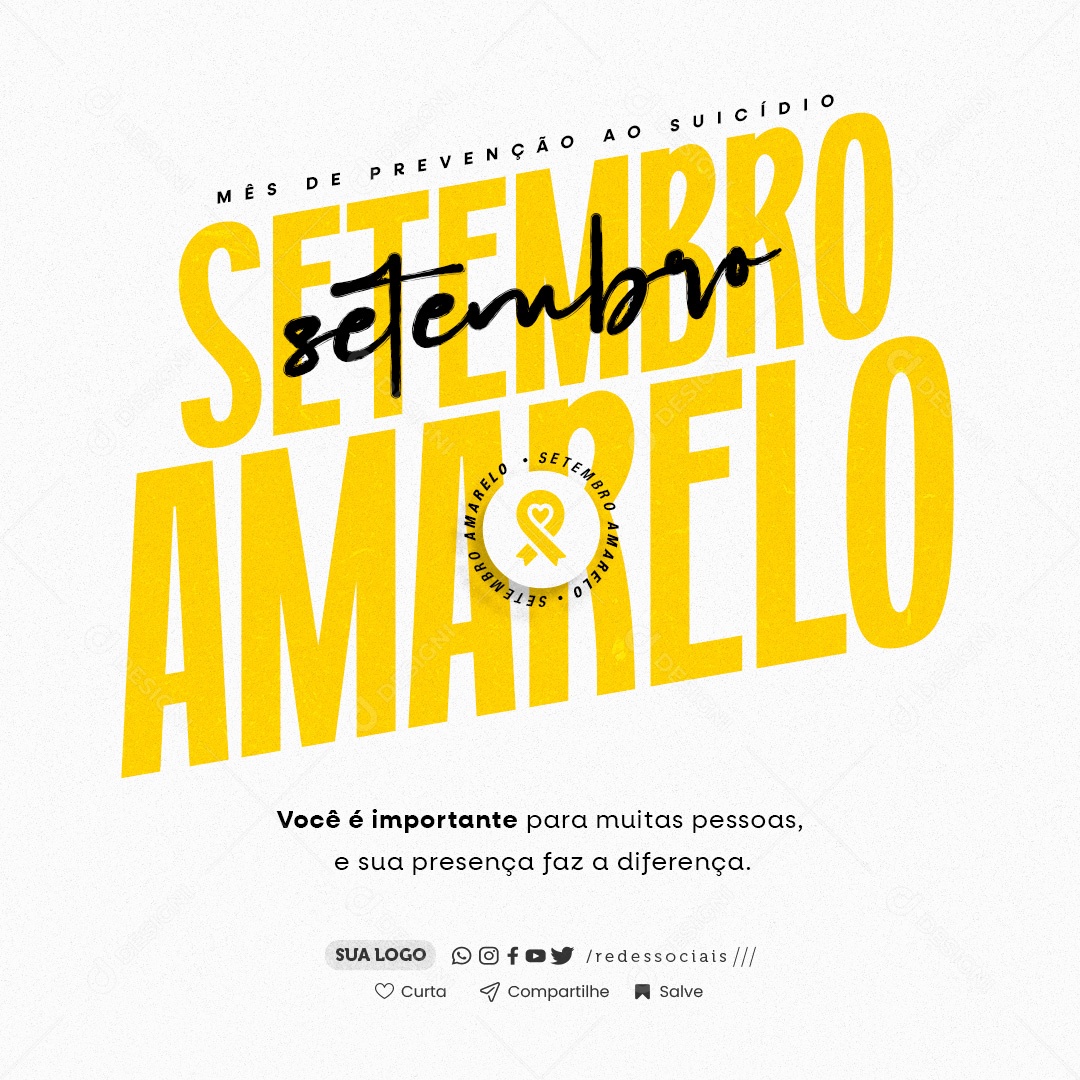 Setembro Amarelo Mês da Prevenção ao Suicídio Social Mídia PSD Editável
