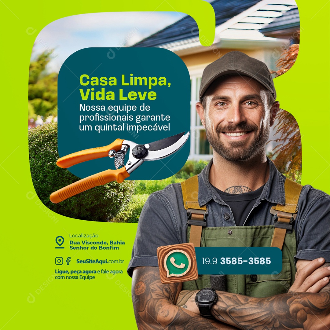 Vagas de Empregos Contrate Jardineiro Social Media PSD Editável