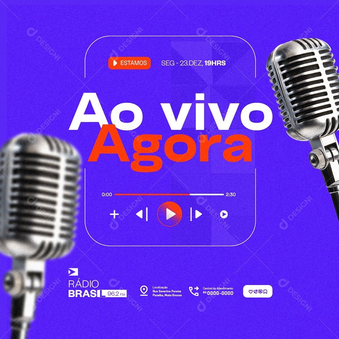 Rádio Ao Vivo Agora Social Media PSD Editável