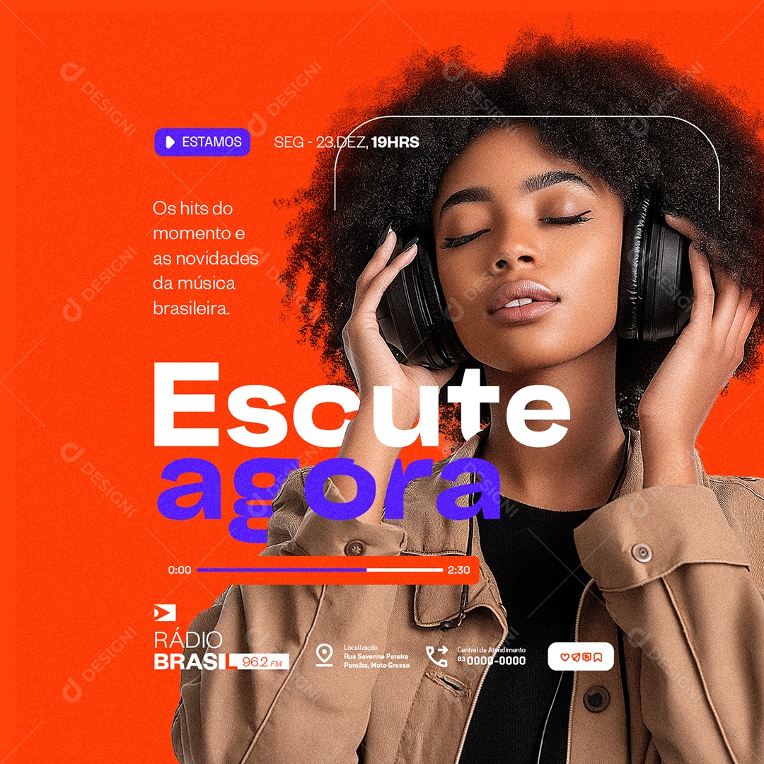 Rádio Escute Agora Social Media PSD Editável