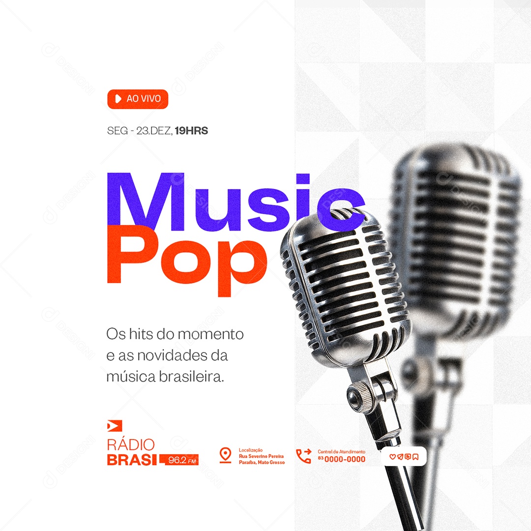 Rádio Music Pop Social Media PSD Editável