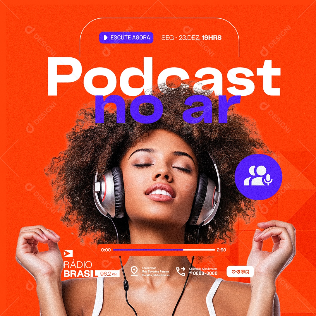 Rádio Podcast no Ar Social Media PSD Editável