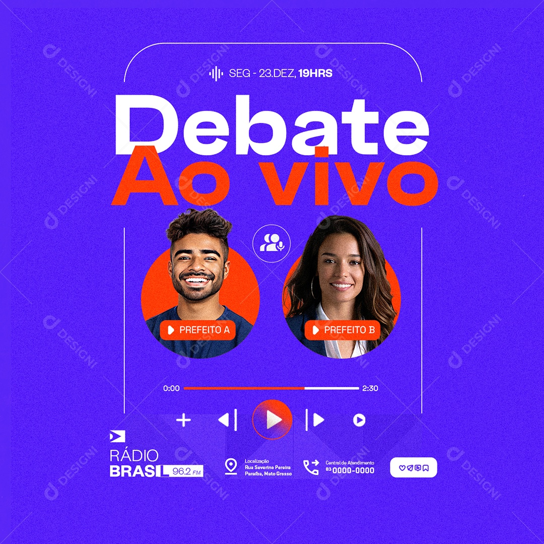Rádio Debate Ao Vivo Social Media PSD Editável