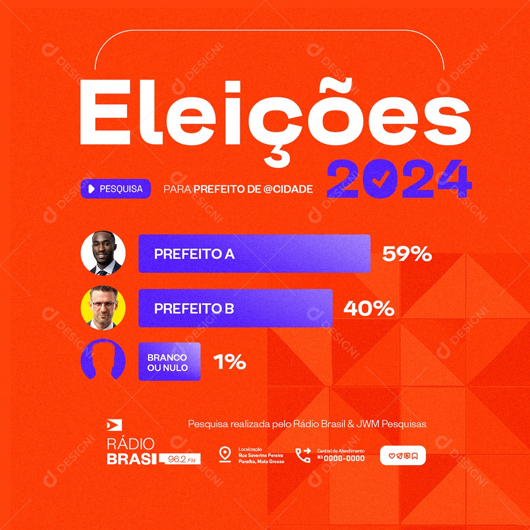 Rádio Eleições 2024 Prefeito Social Media PSD Editável