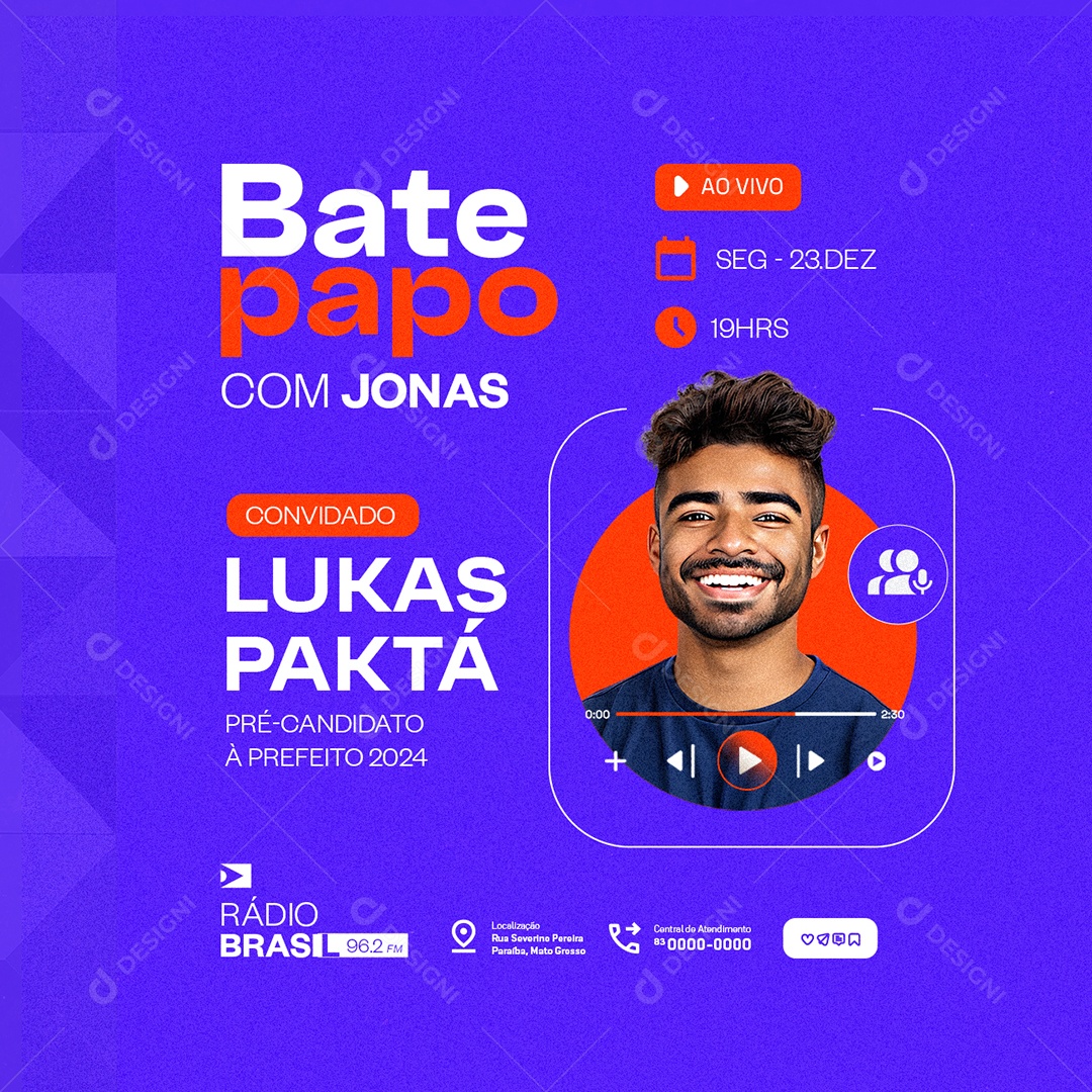 Rádio Bate Papo com Jonas Social Media PSD Editável