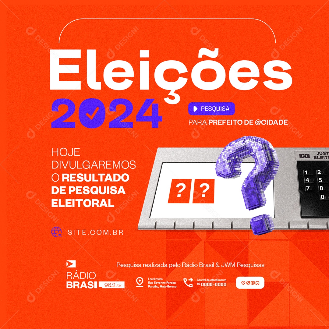 Rádio Eleições 2024 Social Media PSD Editável