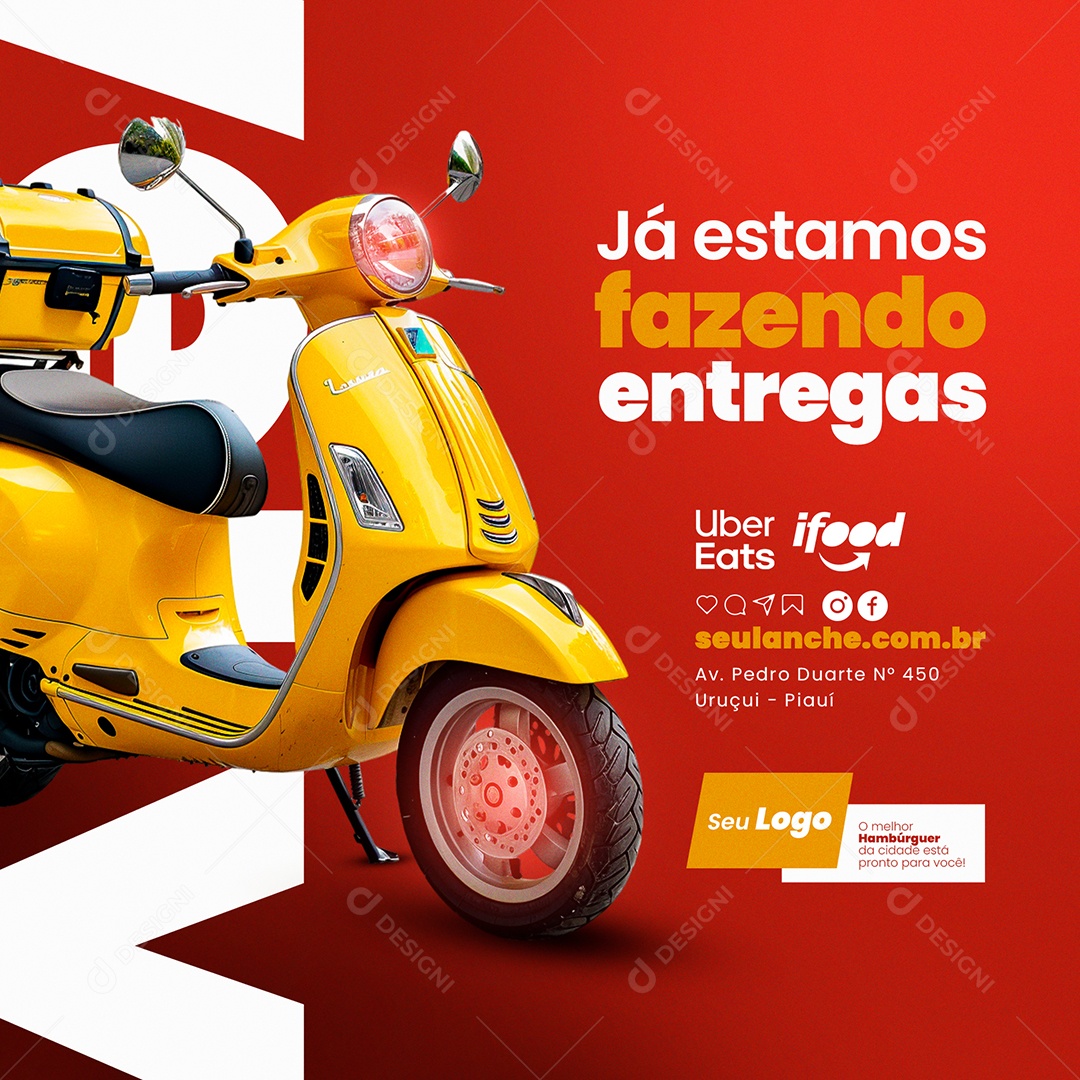 Hamburgueria Já Estamos Fazendo Entregas Social Media PSD Editável